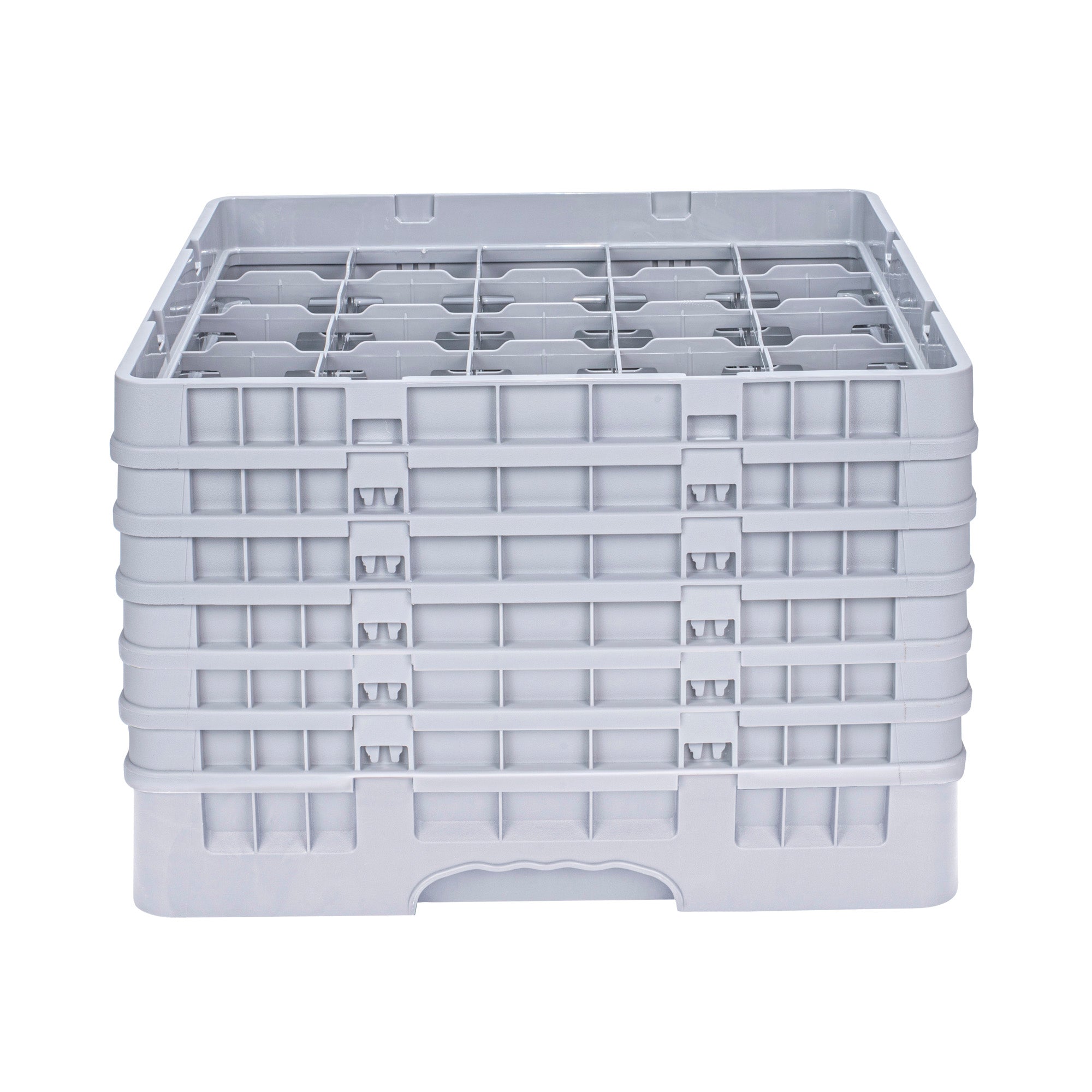 Clean Tek Professional Gray Glass Rack - 25 Compartments, 1 Full Drop and 5 Half Drop Extenders - 19 3/4" x 19 3/4" x 13 3/4" - 1 count box