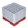 Clean Tek Professional Red Glass Rack - 25 Compartments, 1 Full Drop and 5 Half Drop Extenders - 19 3/4" x 19 3/4" x 13 3/4" - 1 count box