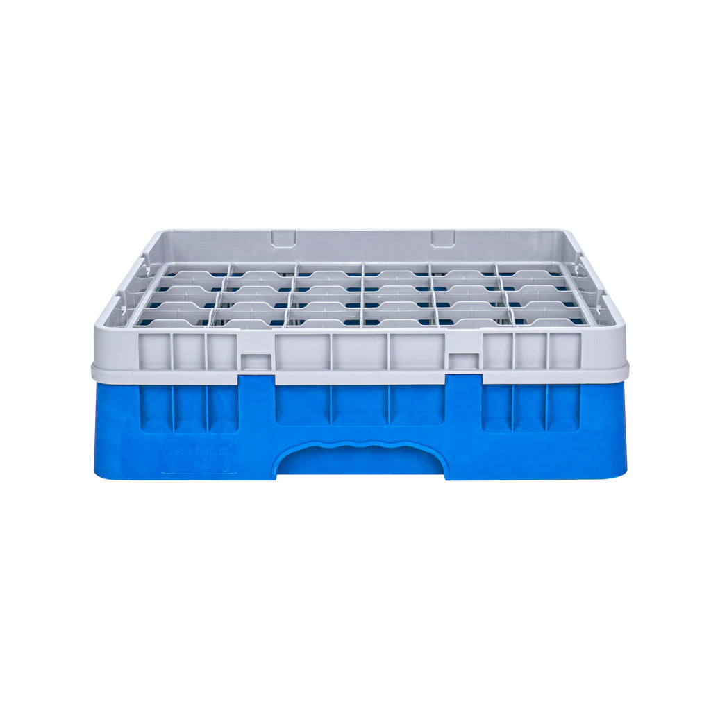 Clean Tek Professional Blue Glass Rack - 36 Compartments, 1 Full Drop Extender - 19 3/4" x 19 3/4" x 5 3/4" - 1 count box