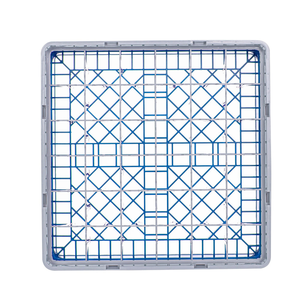 Clean Tek Professional Blue Glass Rack - 36 Compartments, 1 Full Drop Extender - 19 3/4" x 19 3/4" x 5 3/4" - 1 count box