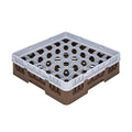 Clean Tek Professional Brown Glass Rack - 36 Compartments, 1 Full Drop Extender - 19 3/4" x 19 3/4" x 5 3/4" - 1 count box