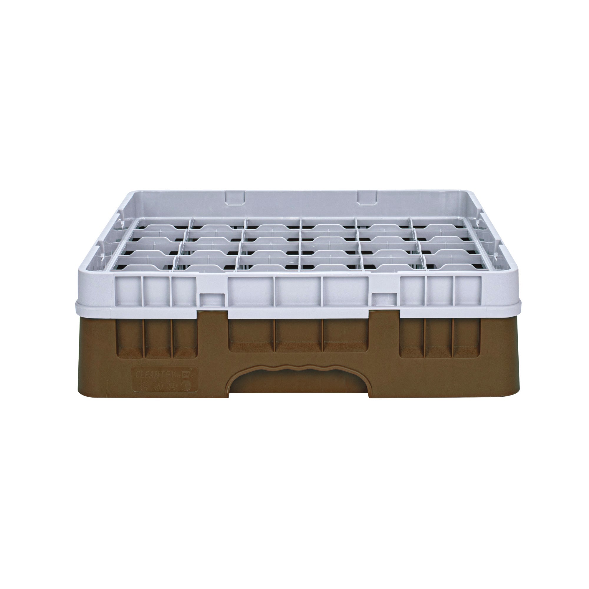 Clean Tek Professional Brown Glass Rack - 36 Compartments, 1 Full Drop Extender - 19 3/4" x 19 3/4" x 5 3/4" - 1 count box