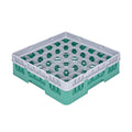 Clean Tek Professional Green Glass Rack - 36 Compartments, 1 Full Drop Extender - 19 3/4" x 19 3/4" x 5 3/4" - 1 count box
