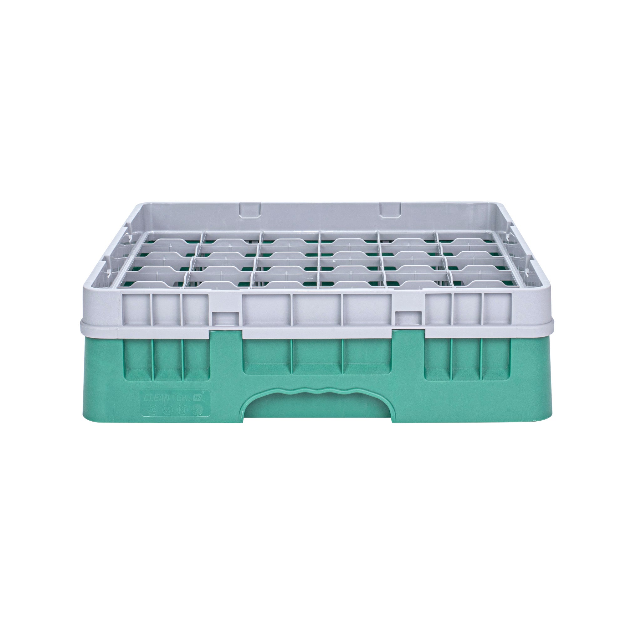 Clean Tek Professional Green Glass Rack - 36 Compartments, 1 Full Drop Extender - 19 3/4" x 19 3/4" x 5 3/4" - 1 count box