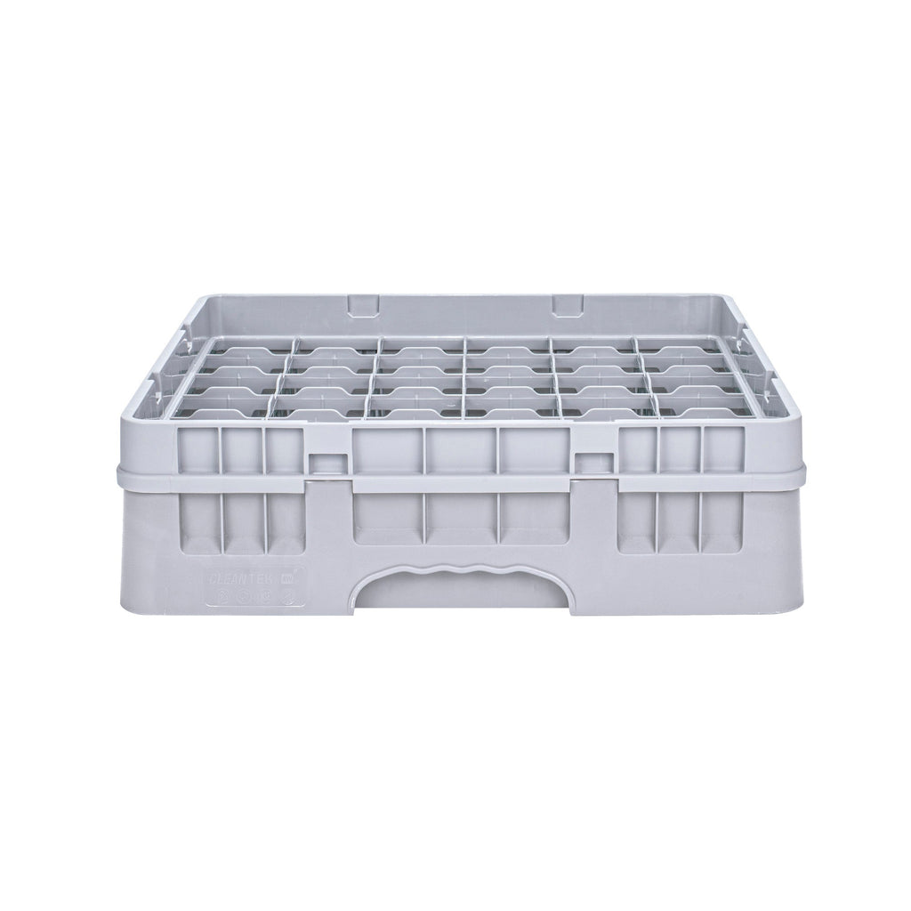 Clean Tek Professional Gray Glass Rack - 36 Compartments, 1 Full Drop Extender - 19 3/4" x 19 3/4" x 5 3/4" - 1 count box