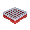 Clean Tek Professional Red Glass Rack - 36 Compartments, 1 Full Drop Extender - 19 3/4" x 19 3/4" x 5 3/4" - 1 count box