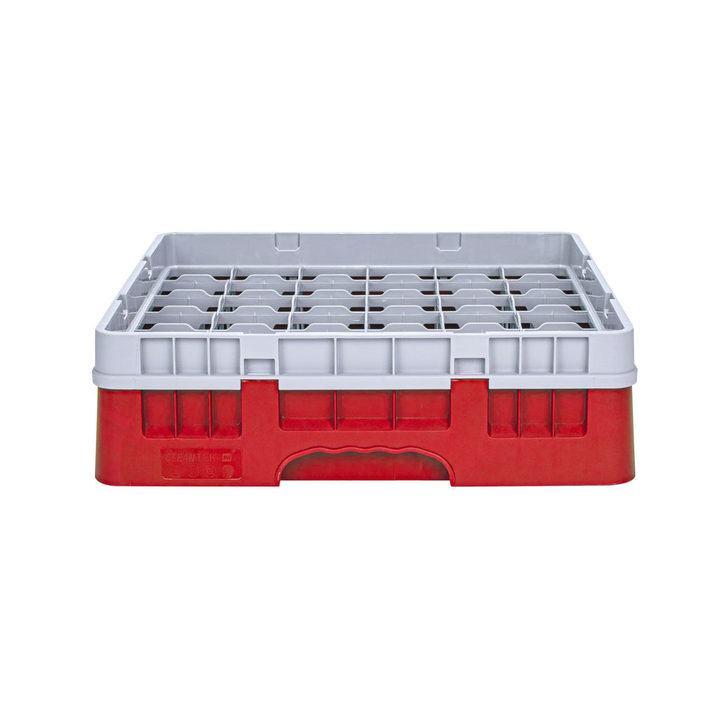 Clean Tek Professional Red Glass Rack - 36 Compartments, 1 Full Drop Extender - 19 3/4" x 19 3/4" x 5 3/4" - 1 count box