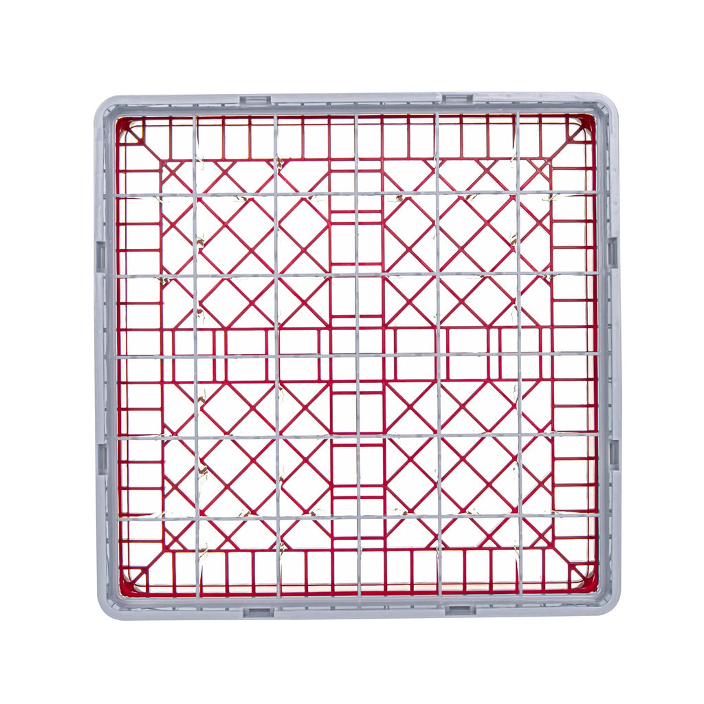 Clean Tek Professional Red Glass Rack - 36 Compartments, 1 Full Drop Extender - 19 3/4" x 19 3/4" x 5 3/4" - 1 count box