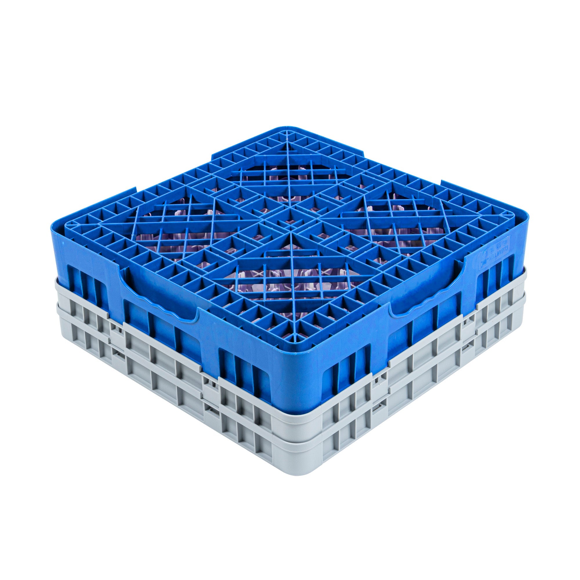 Clean Tek Professional Blue Glass Rack - 36 Compartments, 1 Full Drop and 1 Half Drop Extender - 19 3/4" x 19 3/4" x 7 1/4" - 1 count box