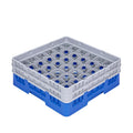 Clean Tek Professional Blue Glass Rack - 36 Compartments, 1 Full Drop and 1 Half Drop Extender - 19 3/4" x 19 3/4" x 7 1/4" - 1 count box