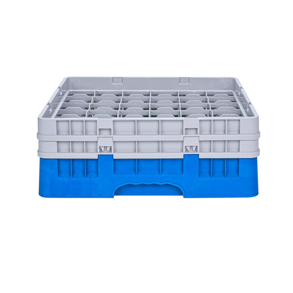 Clean Tek Professional Blue Glass Rack - 36 Compartments, 1 Full Drop and 1 Half Drop Extender - 19 3/4" x 19 3/4" x 7 1/4" - 1 count box