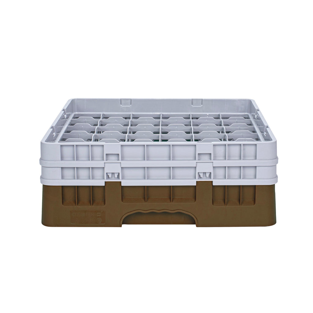 Clean Tek Professional Brown Glass Rack - 36 Compartments, 1 Full Drop and 1 Half Drop Extender - 19 3/4" x 19 3/4" x 7 1/4" - 1 count box