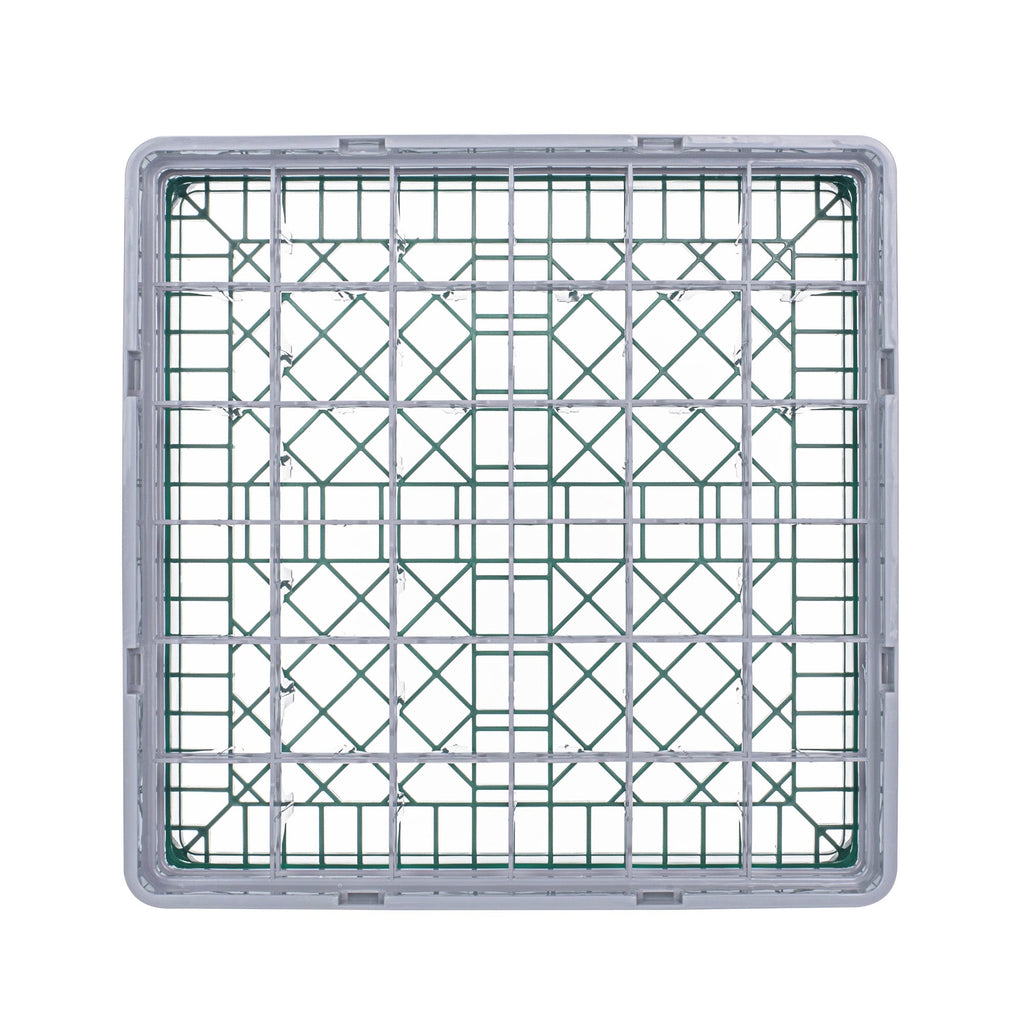Clean Tek Professional Green Glass Rack - 36 Compartments, 1 Full Drop and 1 Half Drop Extender - 19 3/4" x 19 3/4" x 7 1/4" - 1 count box