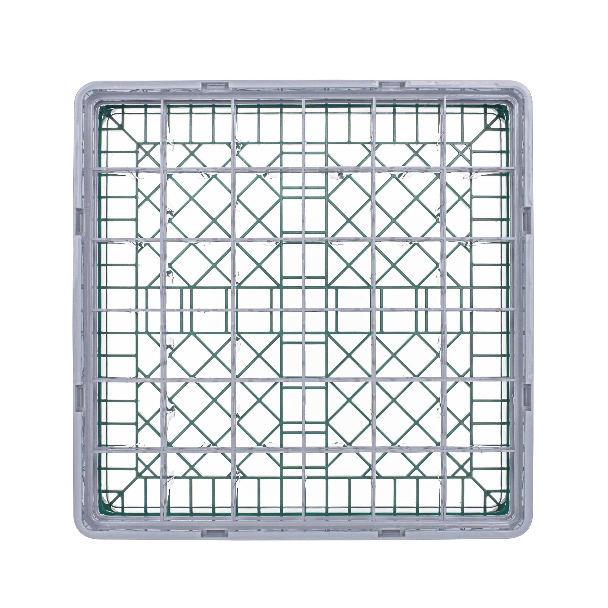 Clean Tek Professional Green Glass Rack - 36 Compartments, 1 Full Drop and 1 Half Drop Extender - 19 3/4" x 19 3/4" x 7 1/4" - 1 count box