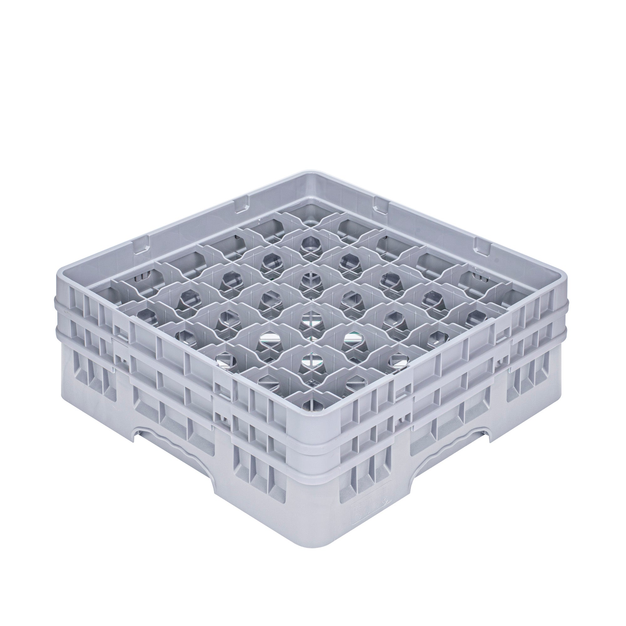 Clean Tek Professional Gray Glass Rack - 36 Compartments, 1 Full Drop and 1 Half Drop Extender - 19 3/4" x 19 3/4" x 7 1/4" - 1 count box