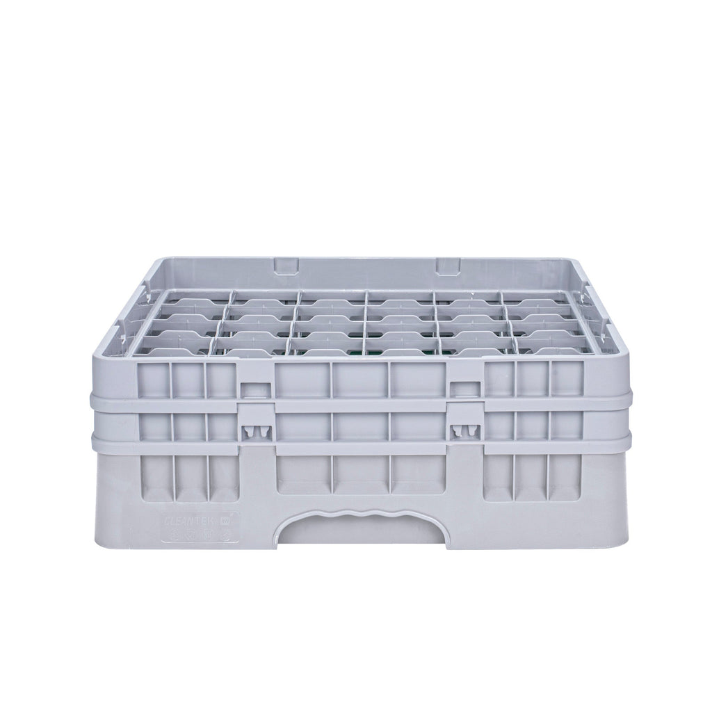 Clean Tek Professional Gray Glass Rack - 36 Compartments, 1 Full Drop and 1 Half Drop Extender - 19 3/4" x 19 3/4" x 7 1/4" - 1 count box