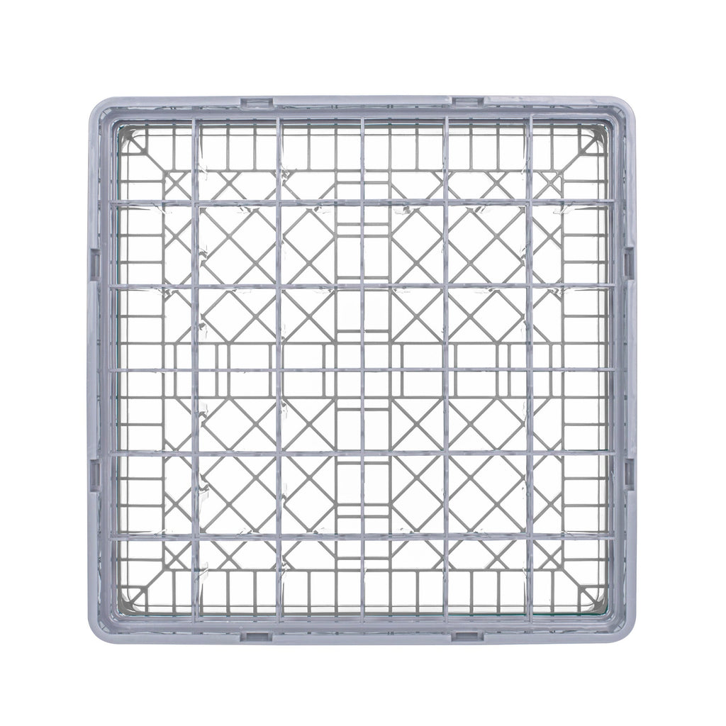 Clean Tek Professional Gray Glass Rack - 36 Compartments, 1 Full Drop and 1 Half Drop Extender - 19 3/4" x 19 3/4" x 7 1/4" - 1 count box