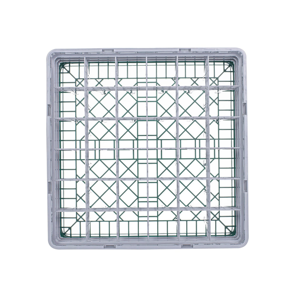 Clean Tek Professional Green Glass Rack - 36 Compartments, 1 Full Drop and 2 Half Drop Extenders - 19 3/4" x 19 3/4" x 8 3/4" - 1 count box