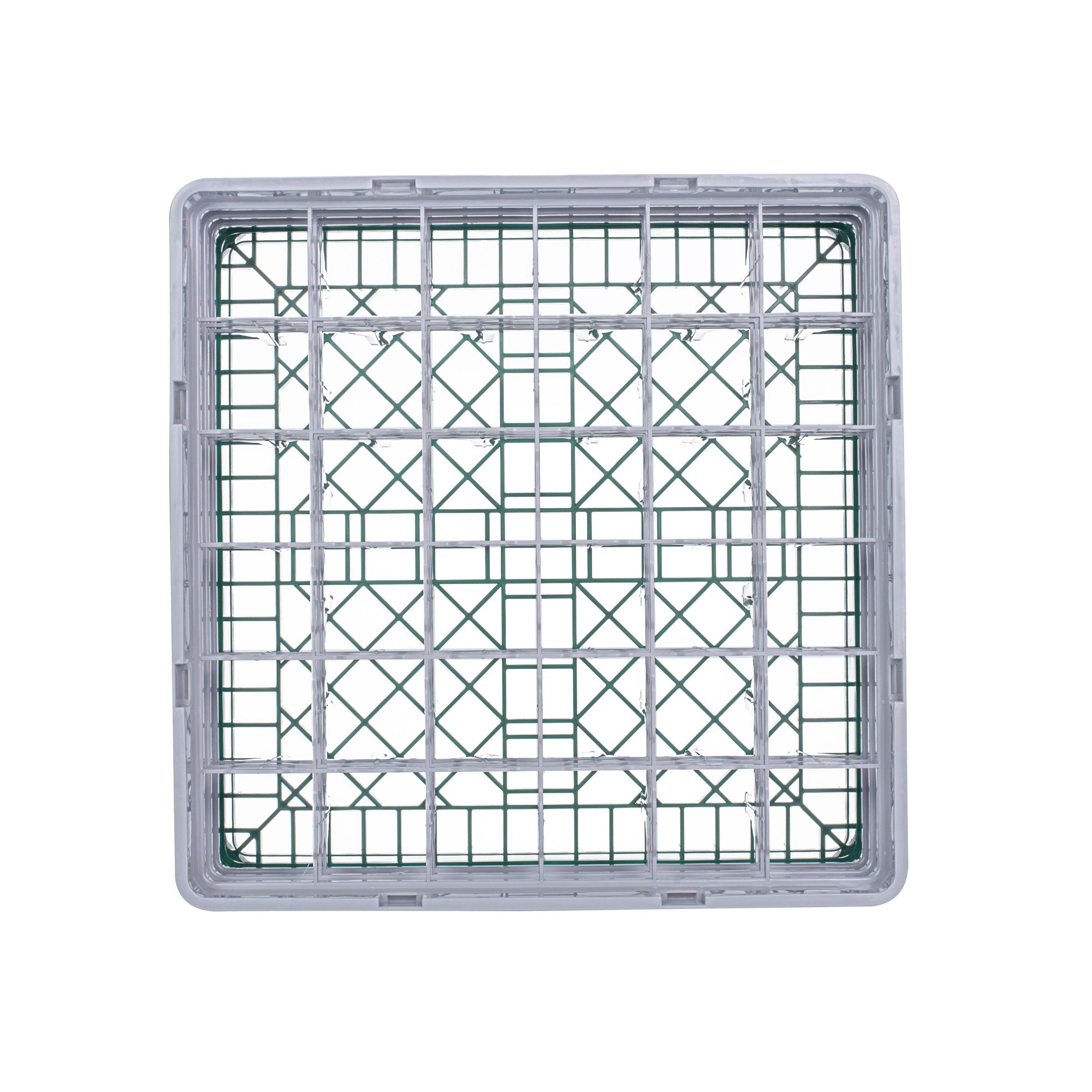 Clean Tek Professional Green Glass Rack - 36 Compartments, 1 Full Drop and 2 Half Drop Extenders - 19 3/4" x 19 3/4" x 8 3/4" - 1 count box