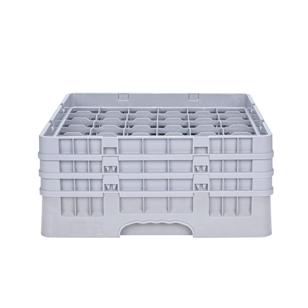 Clean Tek Professional Gray Glass Rack - 36 Compartments, 1 Full Drop and 2 Half Drop Extenders - 19 3/4" x 19 3/4" x 8 3/4" - 1 count box