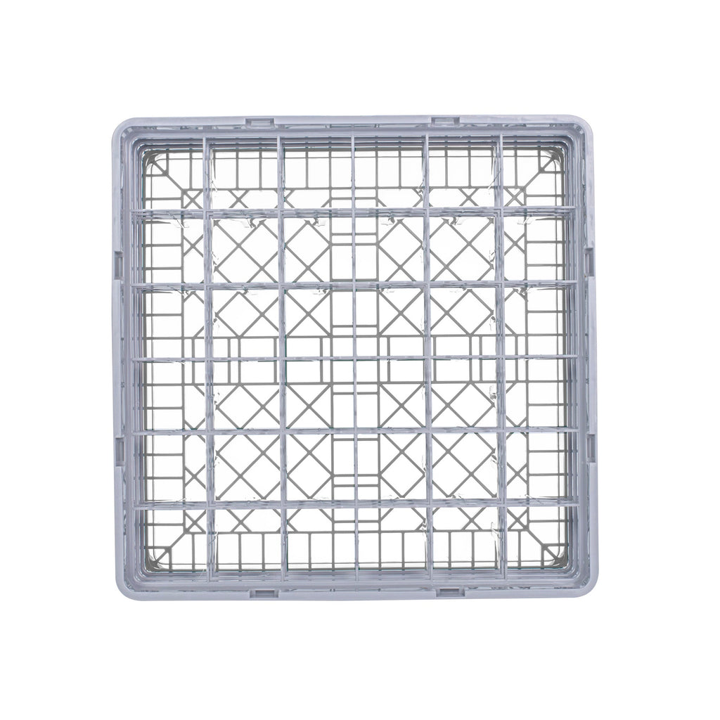 Clean Tek Professional Gray Glass Rack - 36 Compartments, 1 Full Drop and 2 Half Drop Extenders - 19 3/4" x 19 3/4" x 8 3/4" - 1 count box