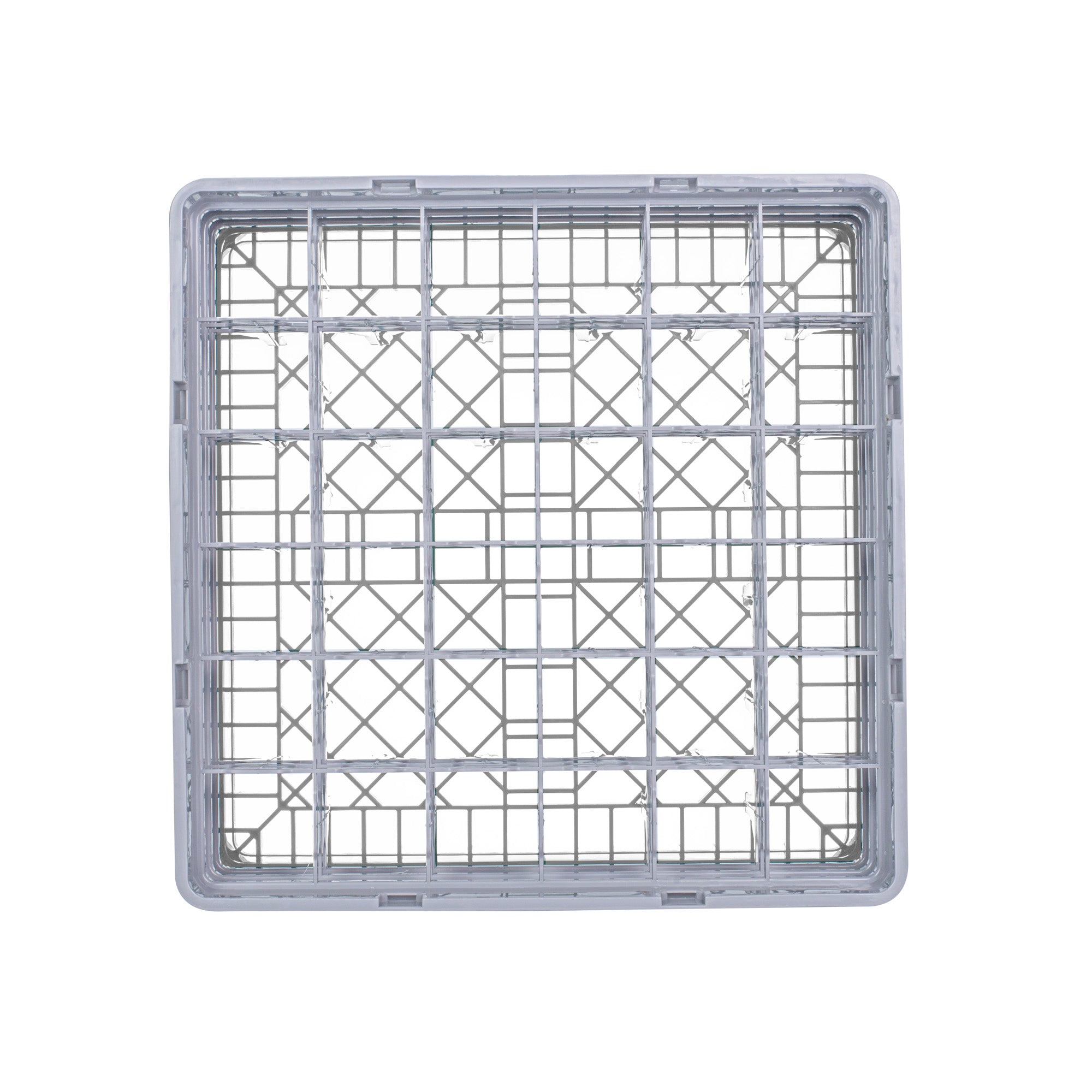 Clean Tek Professional Gray Glass Rack - 36 Compartments, 1 Full Drop and 2 Half Drop Extenders - 19 3/4" x 19 3/4" x 8 3/4" - 1 count box