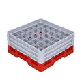 Clean Tek Professional Red Glass Rack - 36 Compartments, 1 Full Drop and 2 Half Drop Extenders - 19 3/4" x 19 3/4" x 8 3/4" - 1 count box