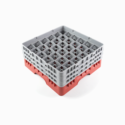 Clean Tek Professional Red Glass Rack - 36 Compartments, 1 Full Drop and 2 Half Drop Extenders - 19 3/4" x 19 3/4" x 8 3/4" - 1 count box