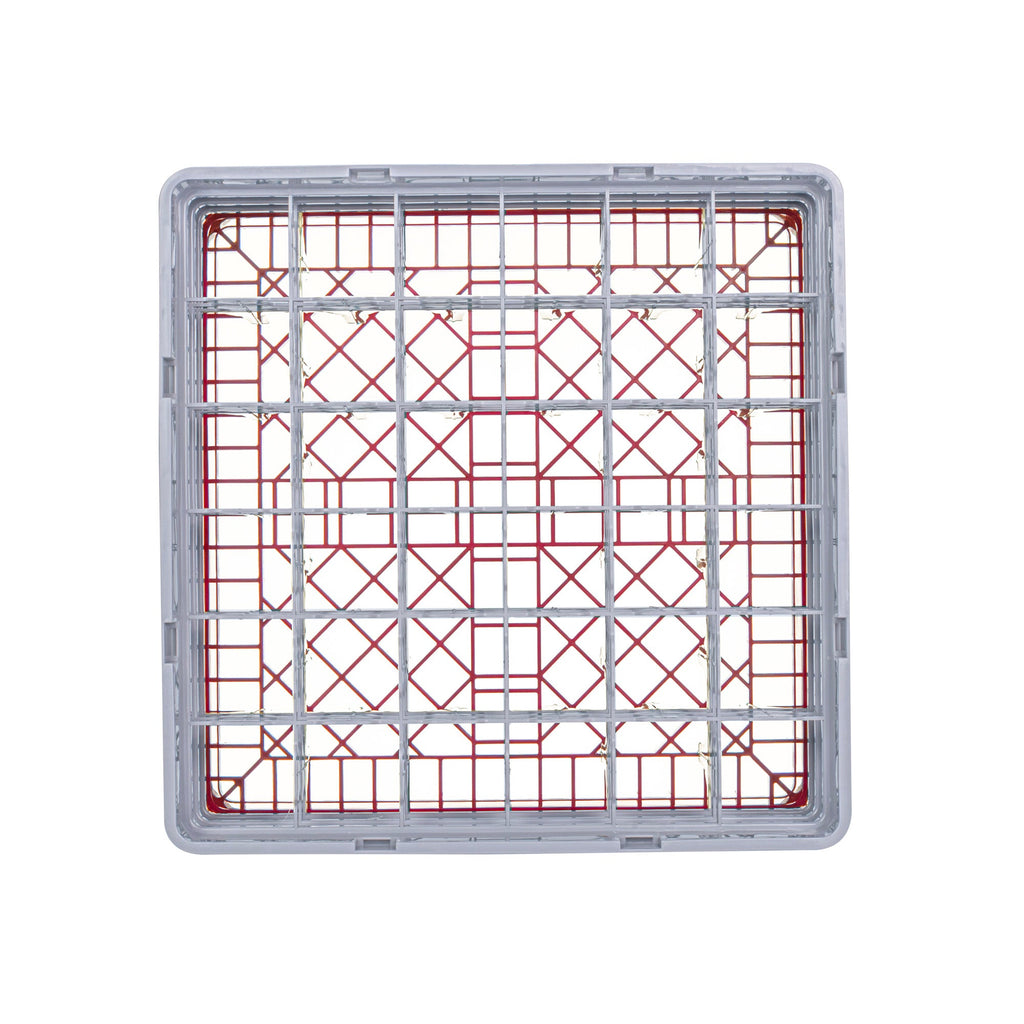 Clean Tek Professional Red Glass Rack - 36 Compartments, 1 Full Drop and 2 Half Drop Extenders - 19 3/4" x 19 3/4" x 8 3/4" - 1 count box