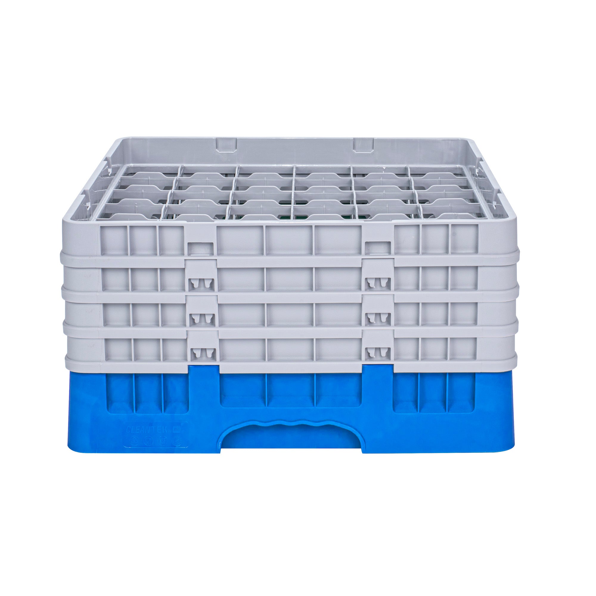 Clean Tek Professional Blue Glass Rack - 36 Compartments, 1 Full Drop and 3 Half Drop Extenders - 19 3/4" x 19 3/4" x 10 1/2" - 1 count box