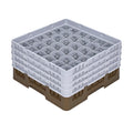Clean Tek Professional Brown Glass Rack - 36 Compartments, 1 Full Drop and 3 Half Drop Extenders - 19 3/4" x 19 3/4" x 10 1/2" - 1 count box