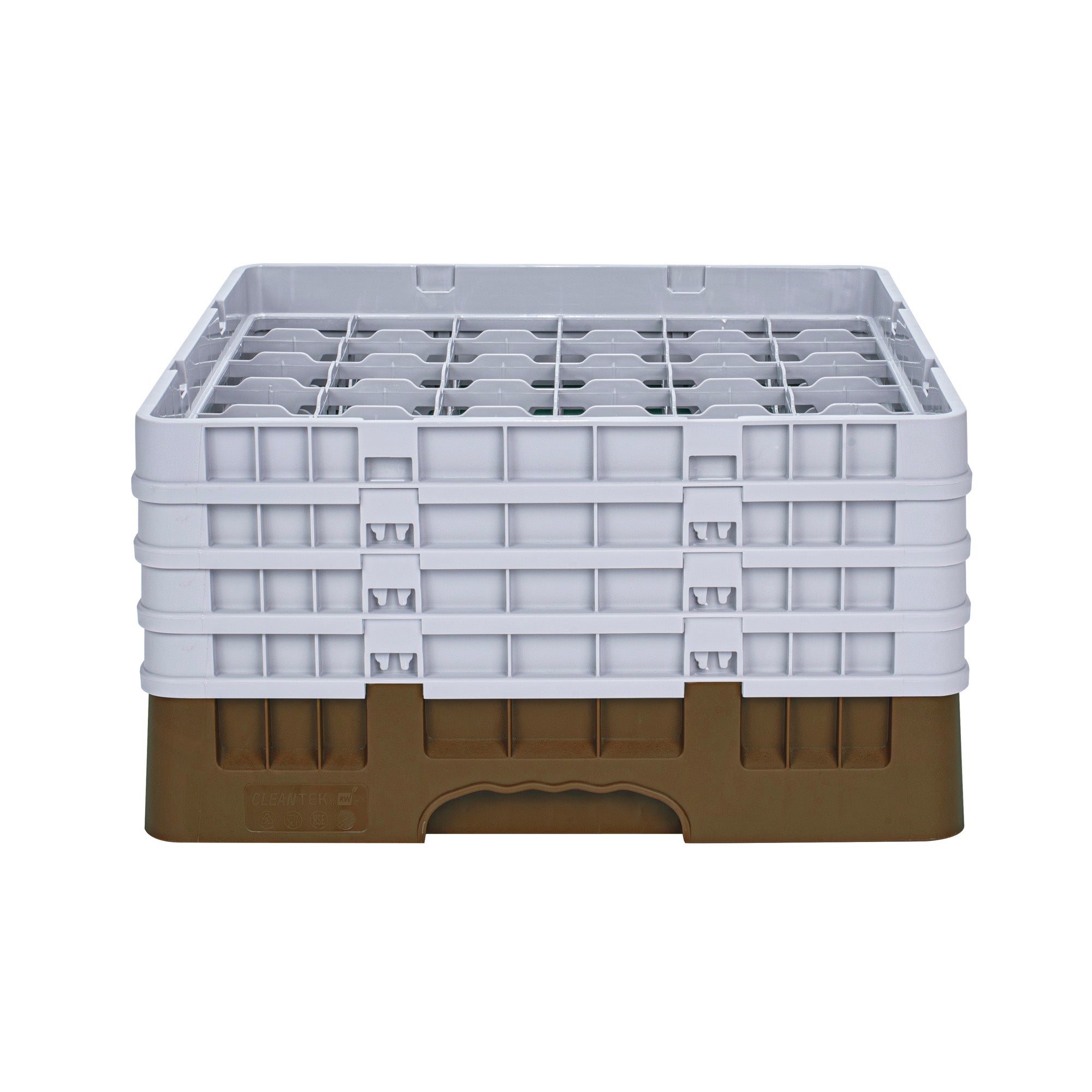 Clean Tek Professional Brown Glass Rack - 36 Compartments, 1 Full Drop and 3 Half Drop Extenders - 19 3/4" x 19 3/4" x 10 1/2" - 1 count box