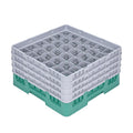 Clean Tek Professional Green Glass Rack - 36 Compartments, 1 Full Drop and 3 Half Drop Extenders - 19 3/4" x 19 3/4" x 10 1/2" - 1 count box