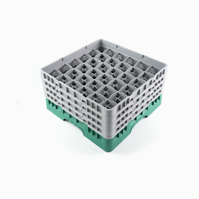 Clean Tek Professional Green Glass Rack - 36 Compartments, 1 Full Drop and 3 Half Drop Extenders - 19 3/4" x 19 3/4" x 10 1/2" - 1 count box