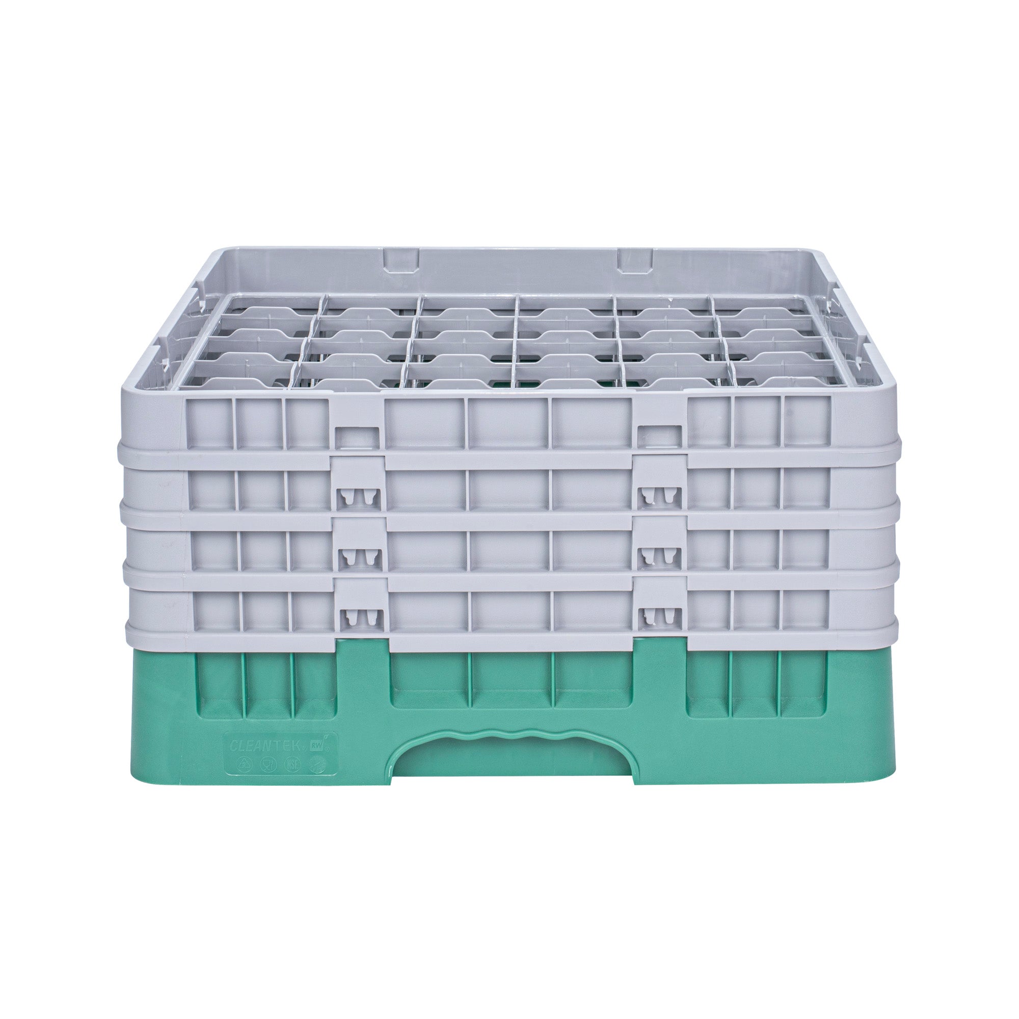 Clean Tek Professional Green Glass Rack - 36 Compartments, 1 Full Drop and 3 Half Drop Extenders - 19 3/4" x 19 3/4" x 10 1/2" - 1 count box