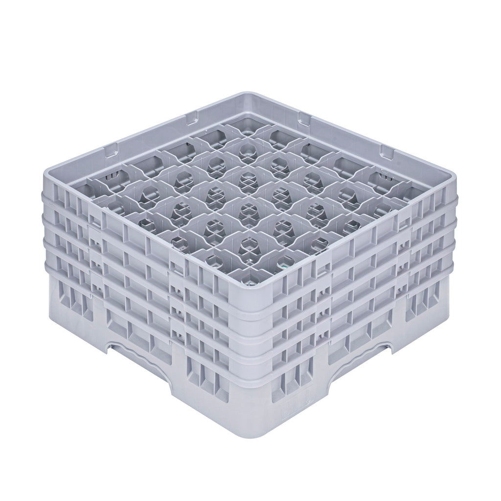 Clean Tek Professional Gray Glass Rack - 36 Compartments, 1 Full Drop and 3 Half Drop Extenders - 19 3/4" x 19 3/4" x 10 1/2" - 1 count box