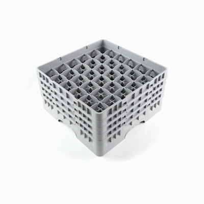 Clean Tek Professional Gray Glass Rack - 36 Compartments, 1 Full Drop and 3 Half Drop Extenders - 19 3/4" x 19 3/4" x 10 1/2" - 1 count box