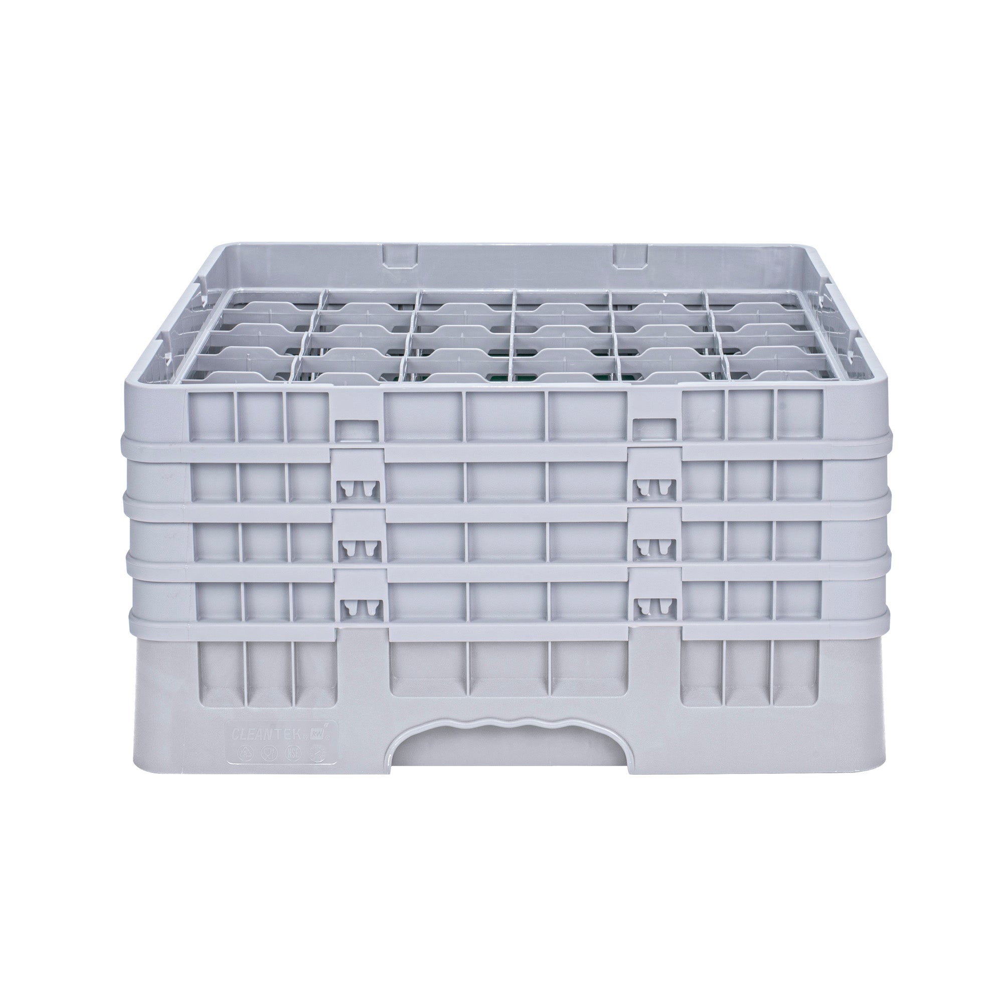 Clean Tek Professional Gray Glass Rack - 36 Compartments, 1 Full Drop and 3 Half Drop Extenders - 19 3/4" x 19 3/4" x 10 1/2" - 1 count box