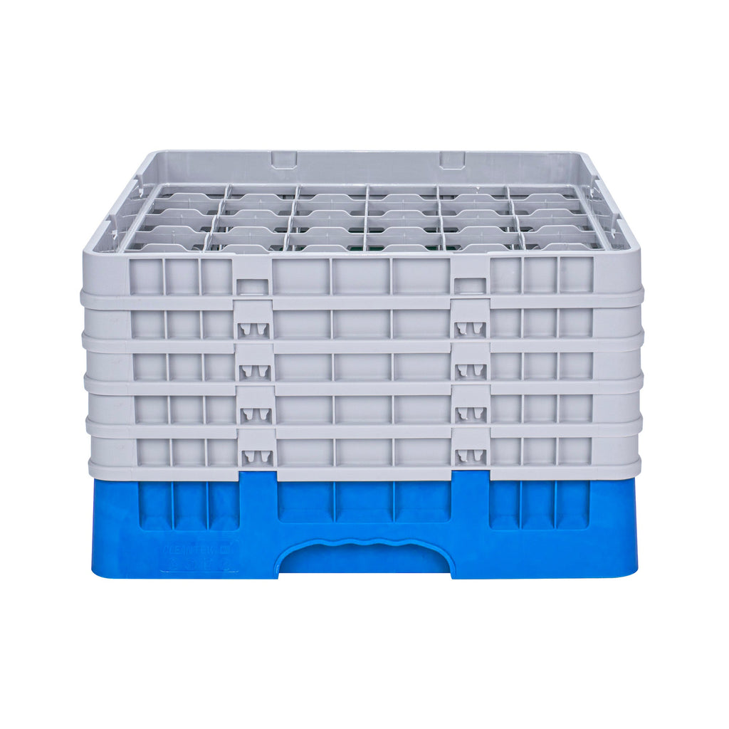 Clean Tek Professional Blue Glass Rack - 36 Compartments, 1 Full Drop and 4 Half Drop Extenders - 19 3/4" x 19 3/4" x 12 1/4" - 1 count box