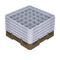 Clean Tek Professional Brown Glass Rack - 36 Compartments, 1 Full Drop and 4 Half Drop Extenders - 19 3/4" x 19 3/4" x 12 1/4" - 1 count box