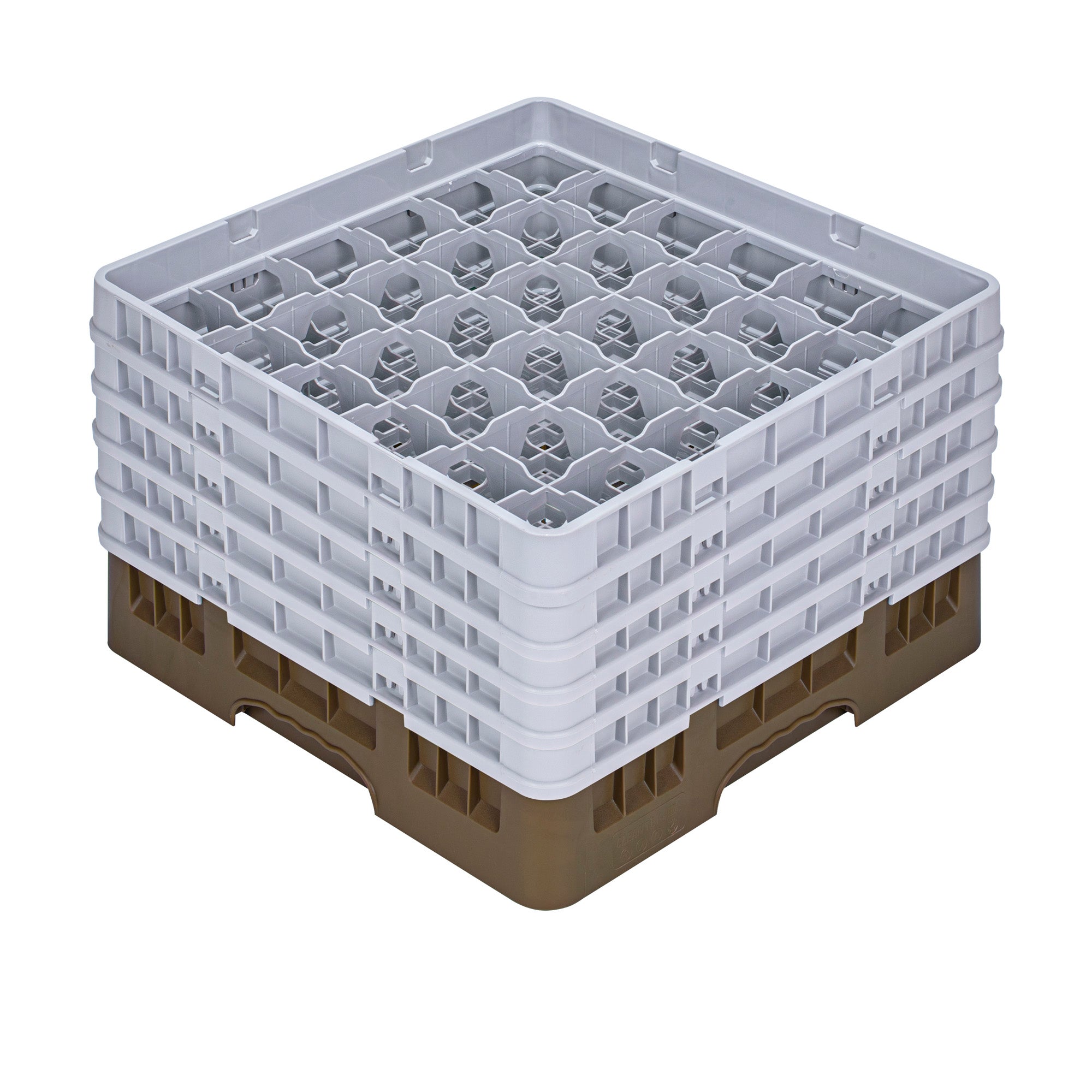 Clean Tek Professional Brown Glass Rack - 36 Compartments, 1 Full Drop and 4 Half Drop Extenders - 19 3/4" x 19 3/4" x 12 1/4" - 1 count box