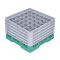 Clean Tek Professional Green Glass Rack - 36 Compartments, 1 Full Drop and 4 Half Drop Extenders - 19 3/4" x 19 3/4" x 12 1/4" - 1 count box