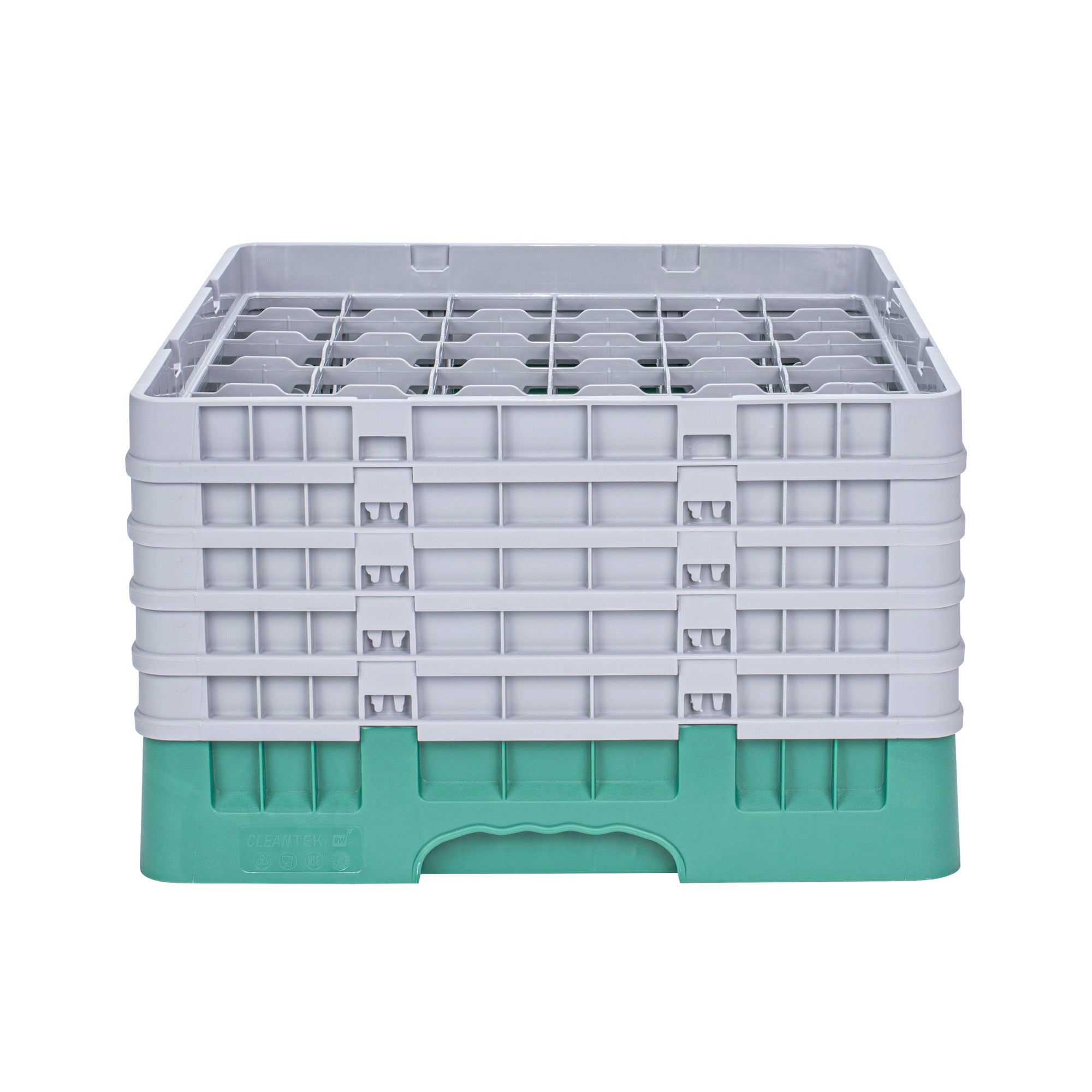 Clean Tek Professional Green Glass Rack - 36 Compartments, 1 Full Drop and 4 Half Drop Extenders - 19 3/4" x 19 3/4" x 12 1/4" - 1 count box