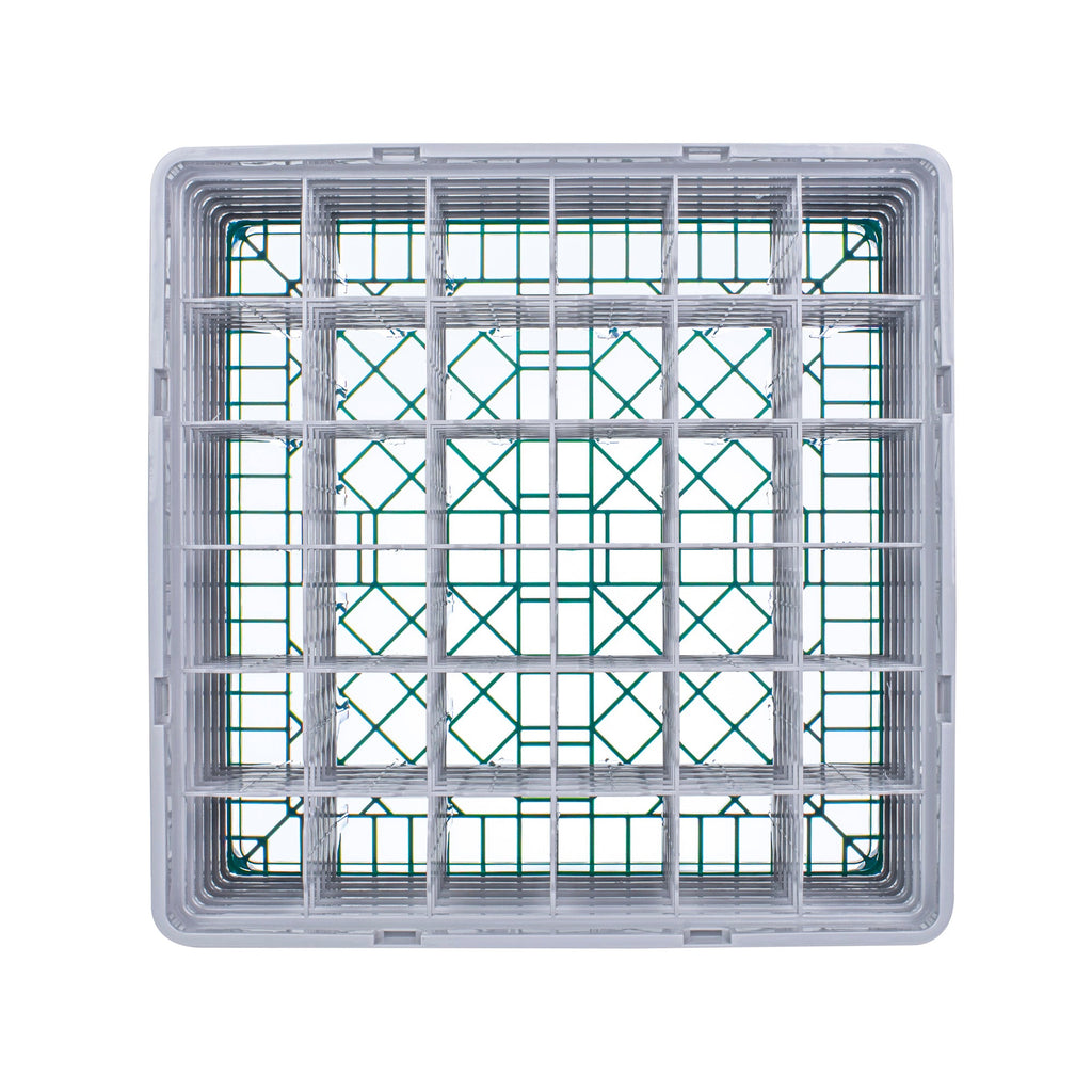 Clean Tek Professional Green Glass Rack - 36 Compartments, 1 Full Drop and 4 Half Drop Extenders - 19 3/4" x 19 3/4" x 12 1/4" - 1 count box