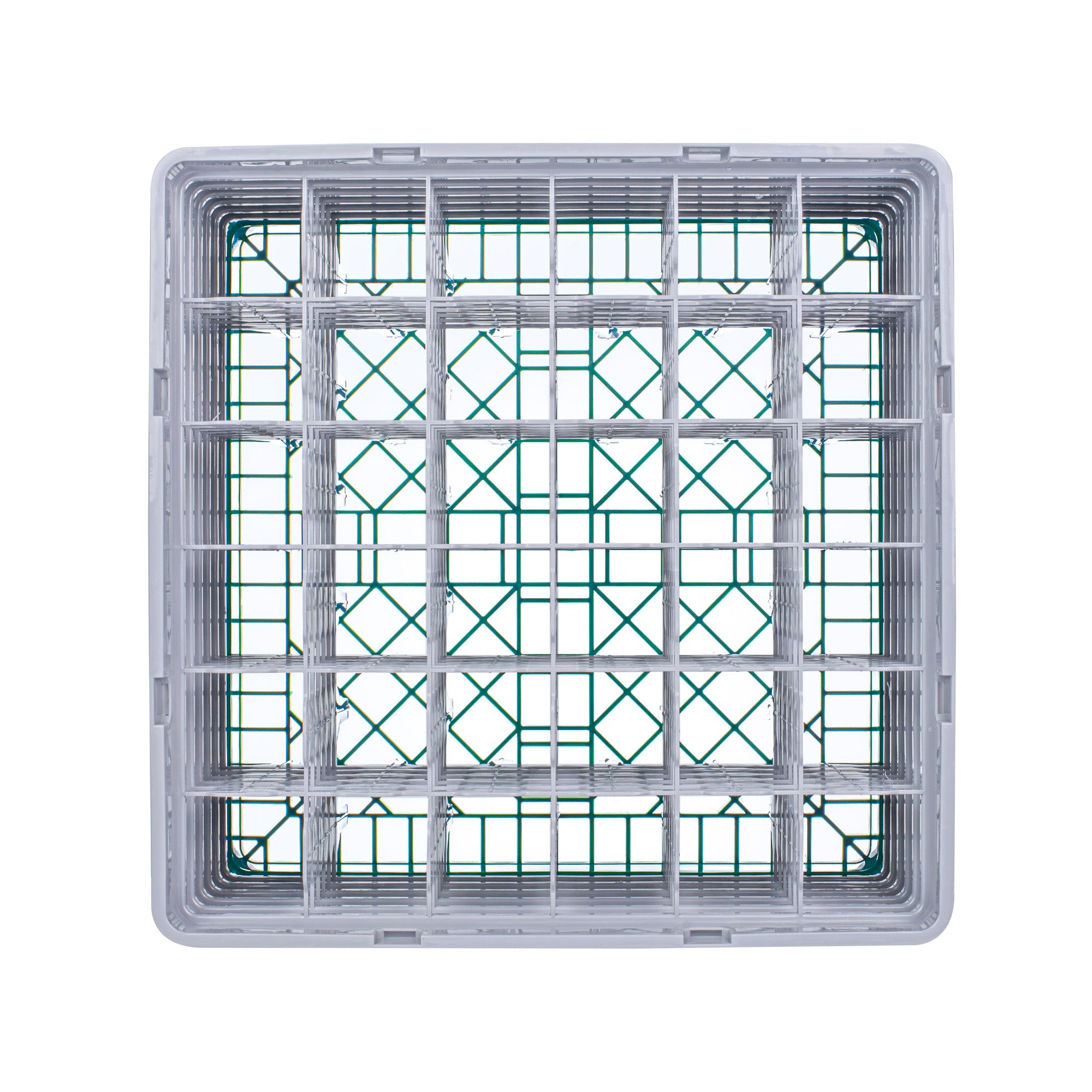 Clean Tek Professional Green Glass Rack - 36 Compartments, 1 Full Drop and 4 Half Drop Extenders - 19 3/4" x 19 3/4" x 12 1/4" - 1 count box