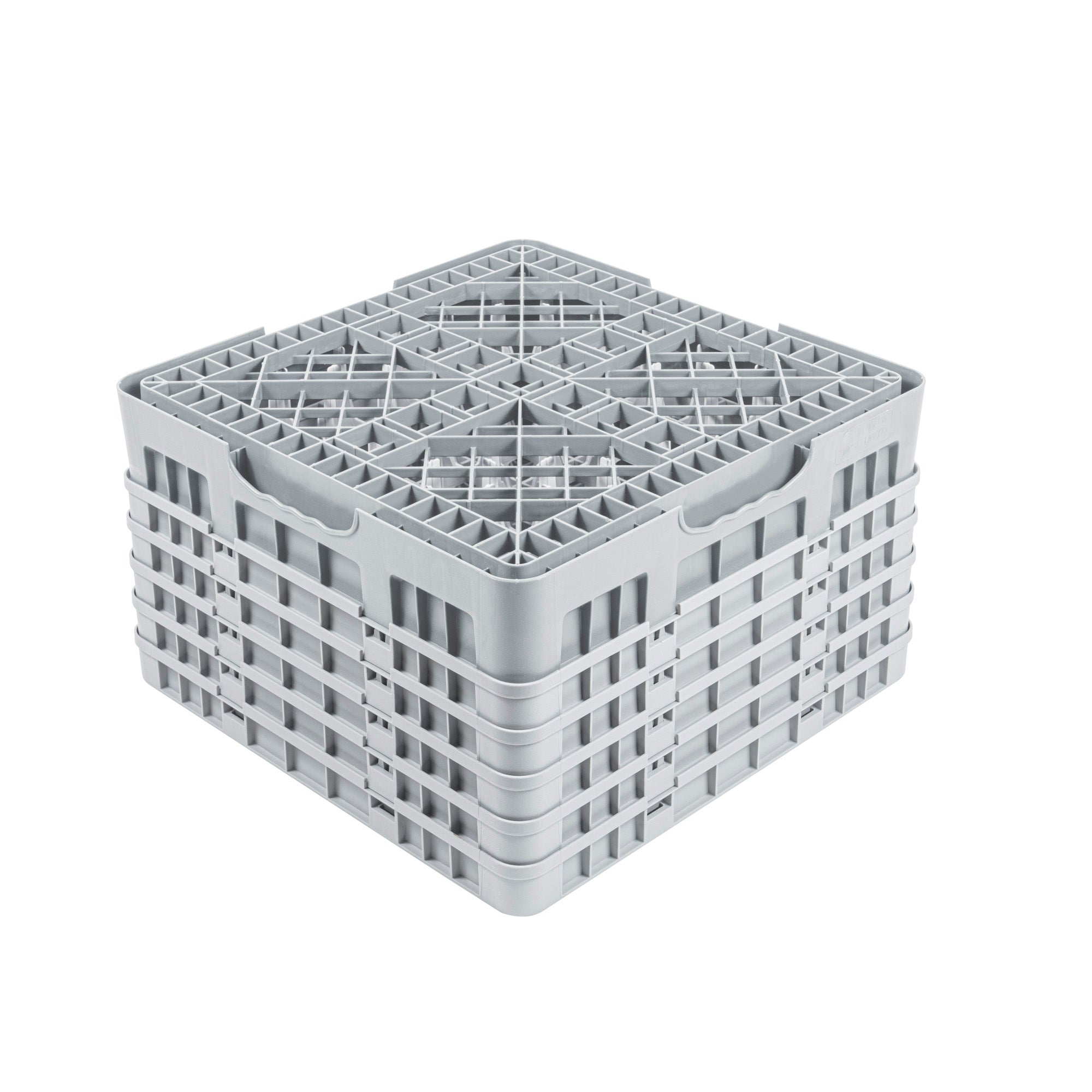 Clean Tek Professional Gray Glass Rack - 36 Compartments, 1 Full Drop and 4 Half Drop Extenders - 19 3/4" x 19 3/4" x 12 1/4" - 1 count box