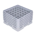 Clean Tek Professional Gray Glass Rack - 36 Compartments, 1 Full Drop and 4 Half Drop Extenders - 19 3/4" x 19 3/4" x 12 1/4" - 1 count box