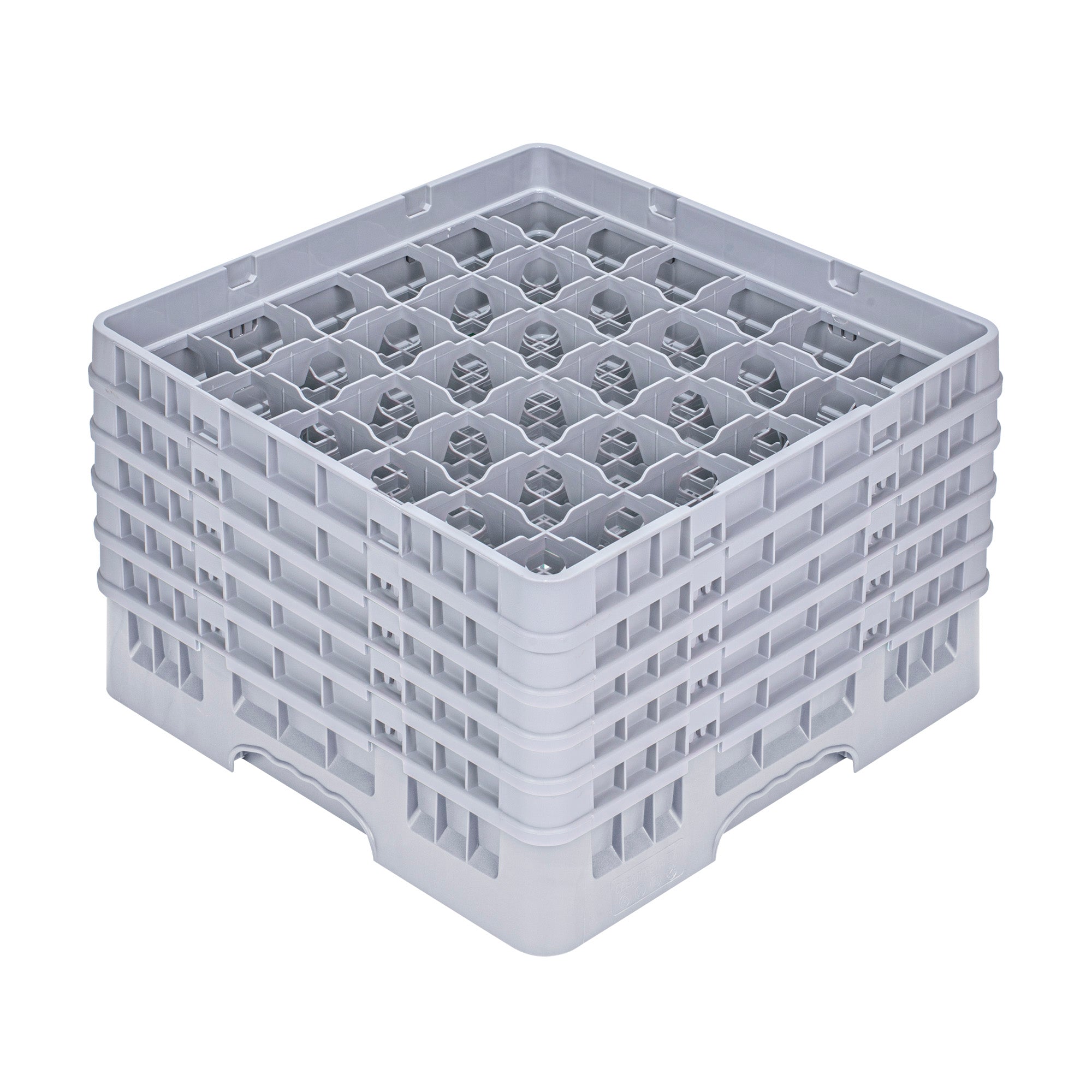 Clean Tek Professional Gray Glass Rack - 36 Compartments, 1 Full Drop and 4 Half Drop Extenders - 19 3/4" x 19 3/4" x 12 1/4" - 1 count box