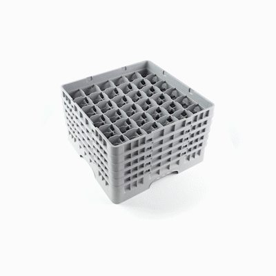 Clean Tek Professional Gray Glass Rack - 36 Compartments, 1 Full Drop and 4 Half Drop Extenders - 19 3/4" x 19 3/4" x 12 1/4" - 1 count box