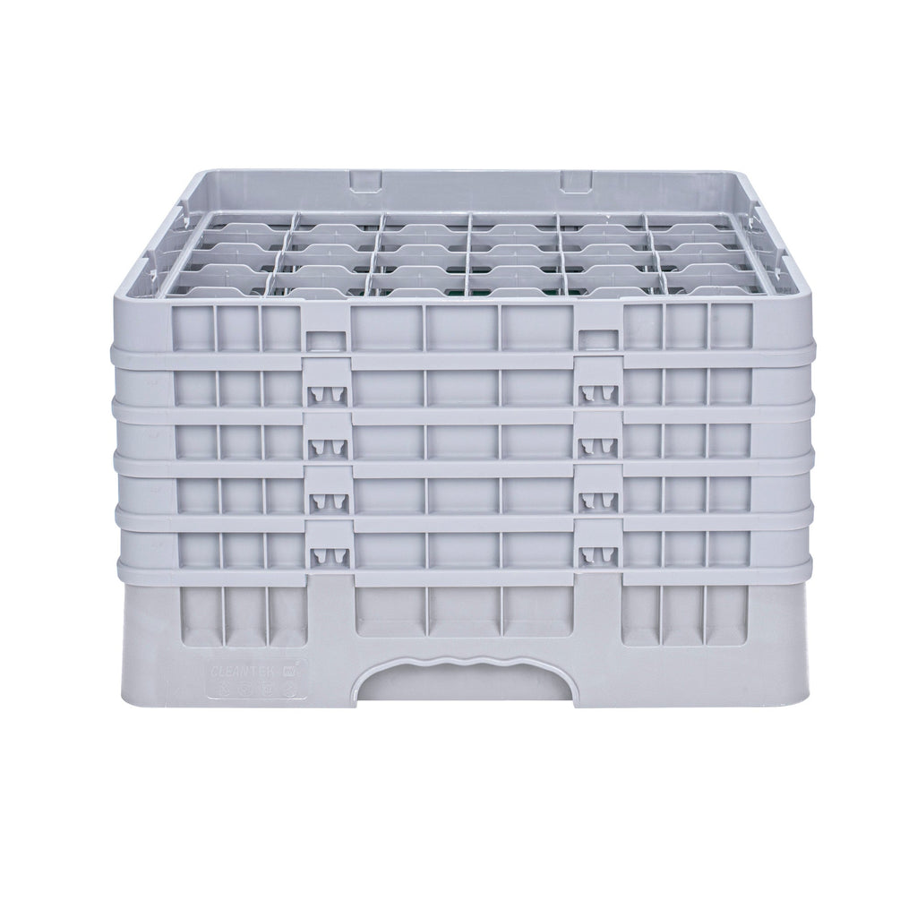 Clean Tek Professional Gray Glass Rack - 36 Compartments, 1 Full Drop and 4 Half Drop Extenders - 19 3/4" x 19 3/4" x 12 1/4" - 1 count box